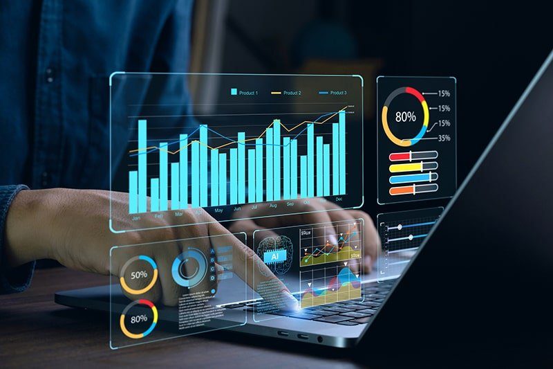 Analytics dashboard on a laptop