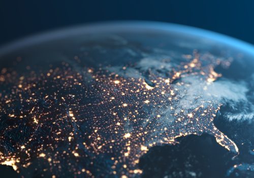 The United Stated of America seen from space. High quality 3D rendered image, made from ultra high res 20k textures by NASA:
https://visibleearth.nasa.gov/images/55167/earths-city-lights,
https://visibleearth.nasa.gov/images/73934/topography,
https://visibleearth.nasa.gov/images/57747/blue-marble-clouds/77558l